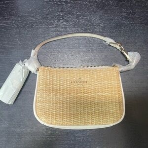 NWOT mini Coach Bag Straw Summer Cream